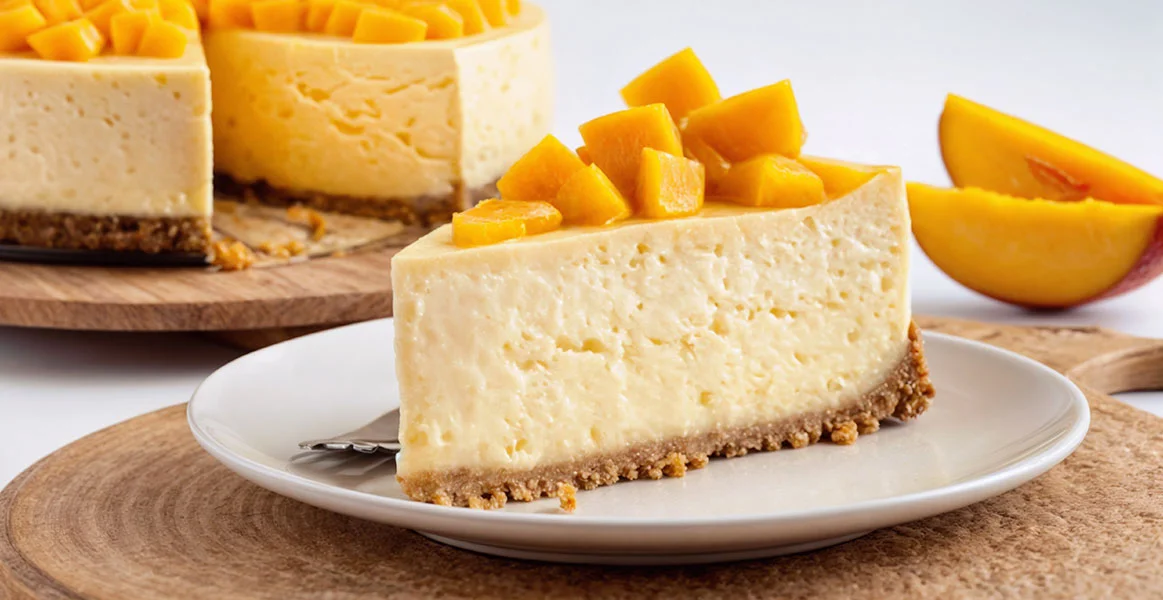 Mi receta fav de cheesecake de mango sin horno