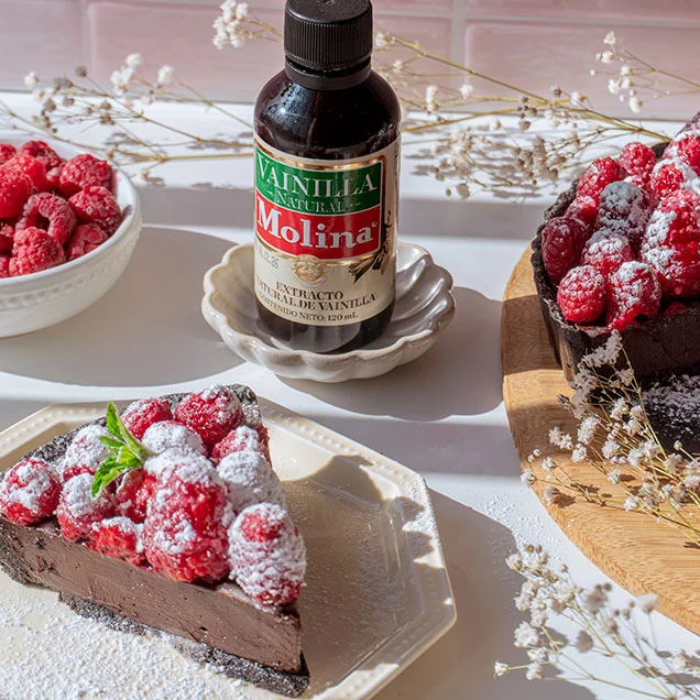 Tarta de chocolate y frambuesa sin horno