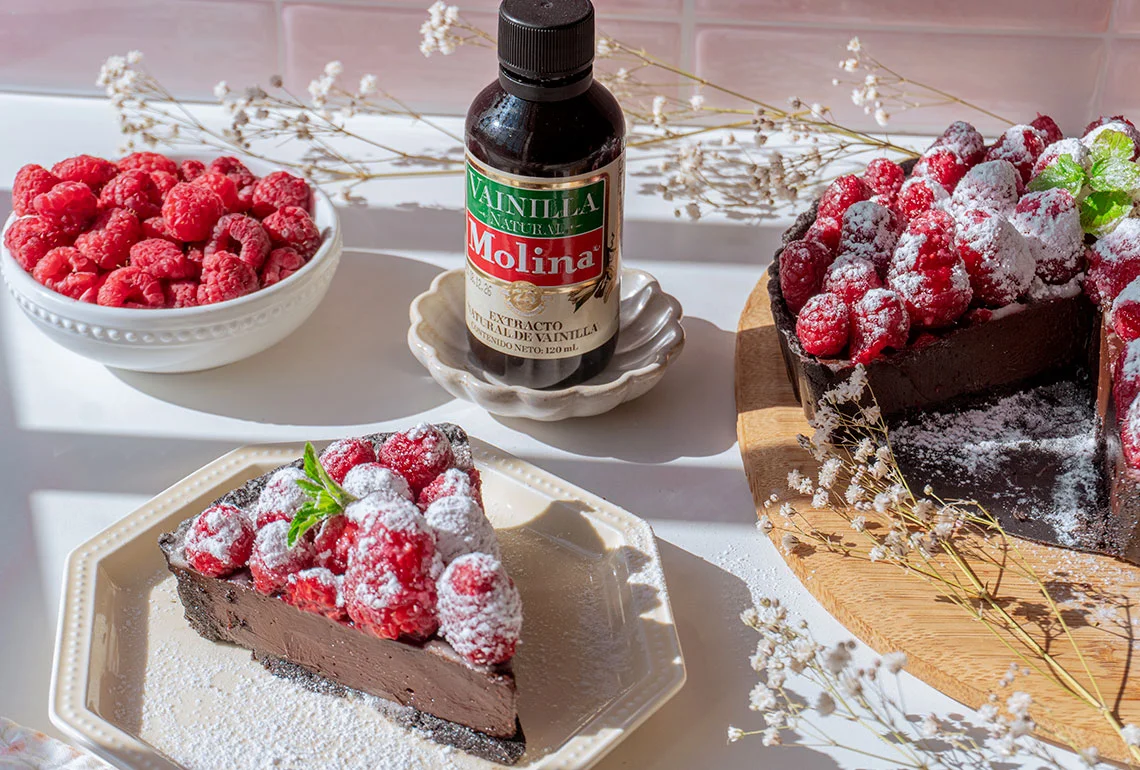 Tarta de chocolate y frambuesa sin horno