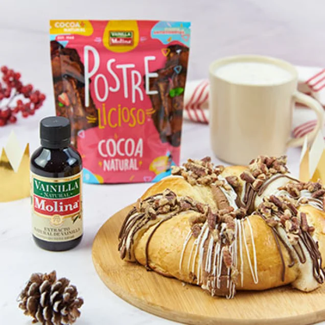 Rosca de reyes de chocolate y vainilla